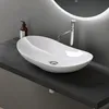 doporro Lavabo da Appoggio Ovale in Vetroceramica Bianco Anteprima dell’immagine prodotto 2