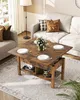 A living room scene with a coffee table set for a meal, placed in front of a sofa. Voir les images du produit