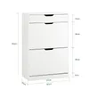 A white shoe cabinet with dimensions indicated by lines and text. Anteprima dell’immagine prodotto