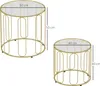 Couchtisch 2er Set rund Glas & Metall, Satztisch Produktbild-Vorschau 5