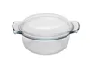 A clear glass casserole dish with a lid, isolated on a white background. Produktbild-Vorschau