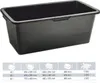 A black mortar tub with a table of dimensions and capacities below it. Produktbild-Vorschau