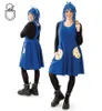 A woman wearing a Cookie Monster costume, shown from two angles. Produktbild-Vorschau