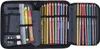 An open pencil case filled with colored pencils, pens, a ruler, and an eraser. Náhled obrázku produktu