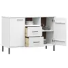 Sideboard OSLO mit Metallbeinen Weiß 113x40x77 cm Produktbild-Vorschau 3