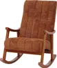 A brown upholstered rocking chair with a wooden frame is shown against a white background. Podgląd zdjęcia produktu