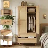 Kleiderschrank mit Rattan-Design 80x50x180cm aus MDF in Produktbild-Vorschau 6
