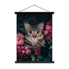 MuchoWow® Textilposter Katze - Blumen - Tiere - Botanisch Produktbild-Vorschau 1