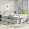 Bed met opbergruimte, 140x190 cm, beige, met fluweel, Productafbeelding-voorbeeld 3