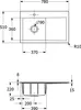 Technical drawing with dimensions of a sink. Produktbild-Vorschau