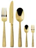 A set of gold-colored cutlery arranged on a white background. Podgląd zdjęcia produktu