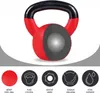 A cutaway view of a red and black kettlebell with informational icons below. Produktbild-Vorschau