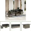 The Living Store 7-tlg. Garten-Sofagarnitur mit Kissen Grau Produktbild-Vorschau 1