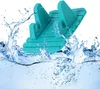 A teal-colored phone stand is shown partially submerged in water with splashes. Produktbild-Vorschau