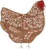 A brown and beige chicken-shaped rug is shown against a white background. Voir les images du produit