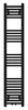 A black radiator with horizontal bars against a white background. Produktbild-Vorschau