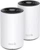 Two white cylindrical mesh Wi-Fi units are shown against a white background. Produktbild-Vorschau