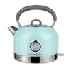 A mint green electric kettle with a thermometer on a white background. Voir les images du produit