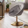 FineBuy Loungesessel Samt Design Drehstuhl Grau Clubsessel Produktbild-Vorschau 1