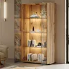 Merax vitrinekast met LED-verlichting, glazen vitrine met 2 Productafbeelding-voorbeeld 5