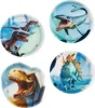 Four round plates with different dinosaur illustrations. Voir les images du produit