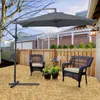 Fiqops Sonnenschirm Grau Ø300cm Ampelschirm Gartenschirm Produktbild-Vorschau 1