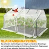 A greenhouse with tomato plants inside, shown under sunny and rainy conditions. Voir les images du produit