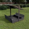 QLS Holz-Sandkasten 120 cm mit Sitzbank und grauem Dach Produktbild-Vorschau 9