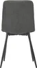 A back view of a gray upholstered dining chair with black metal legs. Náhled obrázku produktu