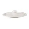 A white ceramic pot lid with a knob on top, isolated on a white background. Produktbild-Vorschau