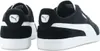 Two views of a pair of black Puma sneakers with white accents and soles, shown against a white background. Podgląd zdjęcia produktu