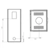 Technical drawings of a fireplace, showing front and top views with dimensions. Produktbild-Vorschau