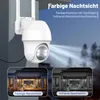 A security camera is shown mounted on a wall, with two inset images demonstrating its night vision capabilities. Náhled obrázku produktu