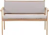 A wooden bench with gray cushions on a white background. Voir les images du produit