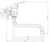 A technical drawing of a faucet with dimensions. Anteprima dell’immagine prodotto