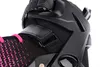 A close-up view of the top part of a black and pink inline skate. Voir les images du produit