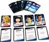 A collection of Cluedo game cards, including character cards and question/answer cards, arranged on a white background. Podgląd zdjęcia produktu