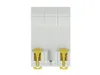 A close-up, front-facing view of a white electrical circuit breaker with yellow levers, set against a plain white background. Anteprima dell’immagine prodotto