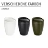 Three ottomans in different colors (white, black, and green) are shown against a white background. The text above indicates "VERSCHIEDENE FARBEN" (different colors) and "erhältlich" (available). Produktbild-Vorschau