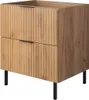 A product shot of a bathroom vanity cabinet with two drawers and black legs, set against a white background. Anteprima dell’immagine prodotto
