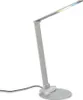 A silver LED desk lamp is shown against a white background. Produktbild-Vorschau