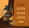 A product shot of a bottle of Ashwagandha capsules with marketing information displayed next to it. Produktbild-Vorschau