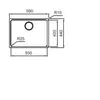 A technical drawing of a sink with dimensions. Podgląd zdjęcia produktu
