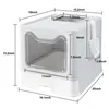 A diagram of a cat litter box with dimensions labeled. Náhled obrázku produktu