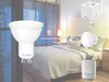 A collage of smart home devices superimposed over a bedroom setting. Produktbild-Vorschau
