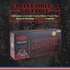 A promotional image for a Stranger Things logo light, featuring the product packaging against a dark, silhouetted forest background. Produktbild-Vorschau
