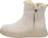 A side view of a beige boot with a faux fur lining and a zipper. Produktbild-Vorschau