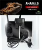 A close-up marketing image of a reptile heating pad with a thermostat and a close-up of a lizard's head. Voir les images du produit