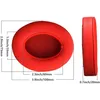 A diagram showing the dimensions of red ear pads for headphones. Produktbild-Vorschau