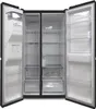 The interior of an open refrigerator and freezer. Produktbild-Vorschau